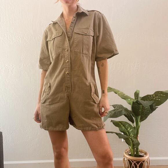 Vintage 1990's Banana Republic Khaki Utility Romper - Picture 3 of 8